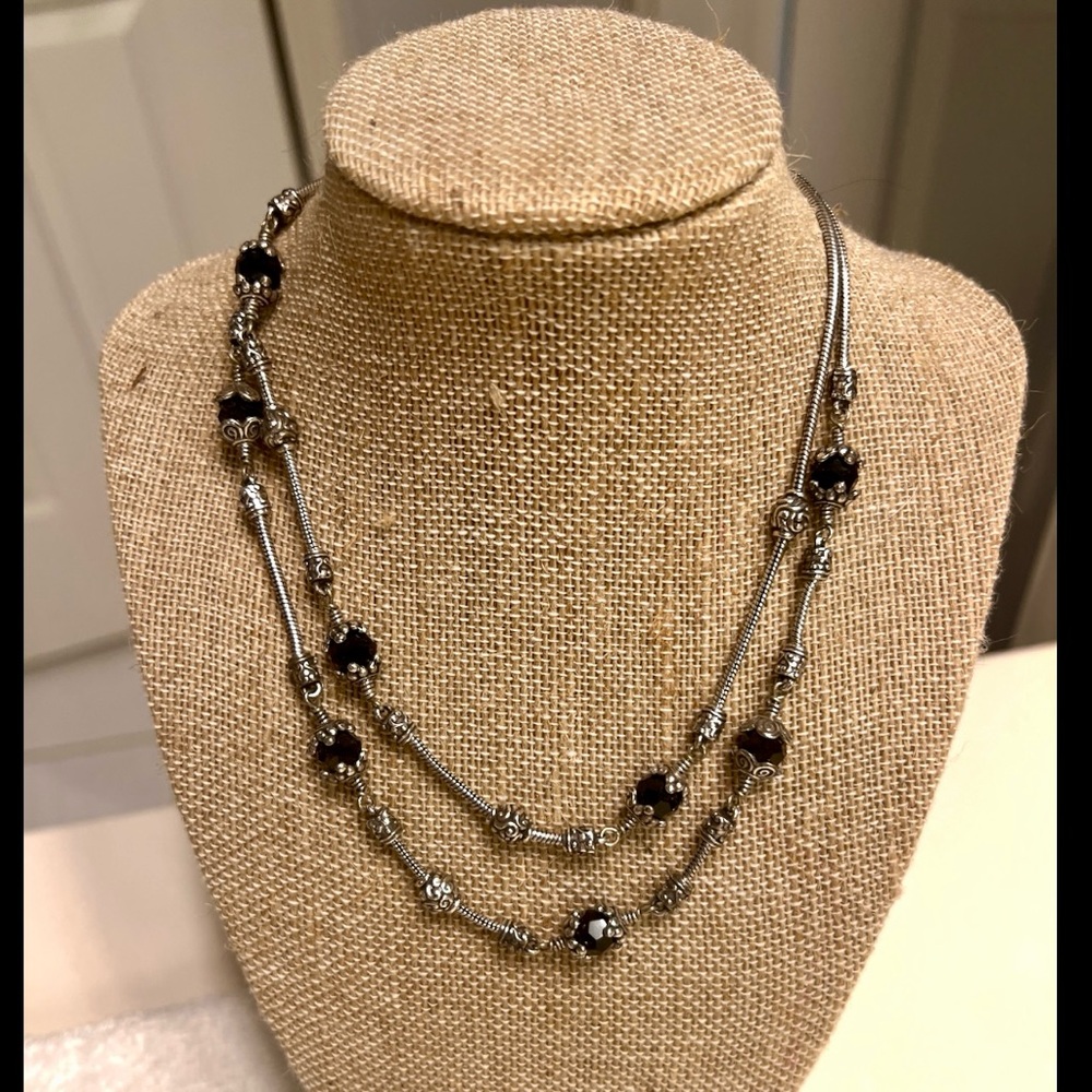 Brighton Glass Mountain Layered Black Beaded Necklace